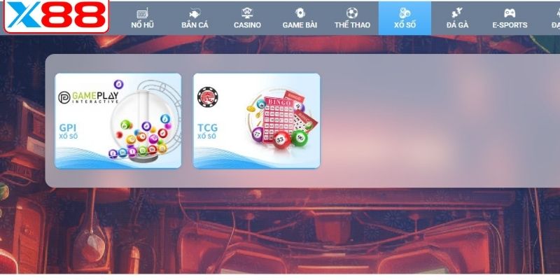 Các sảnh chơi xổ số có tại X88