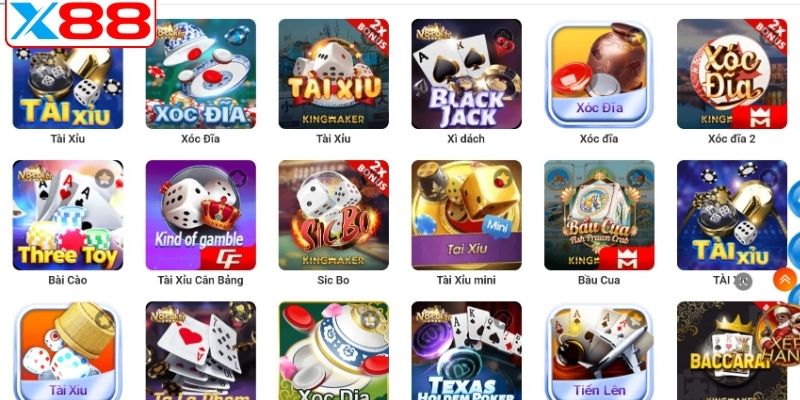 Một số tựa game nổi bật tại chuyên mục game bài X88